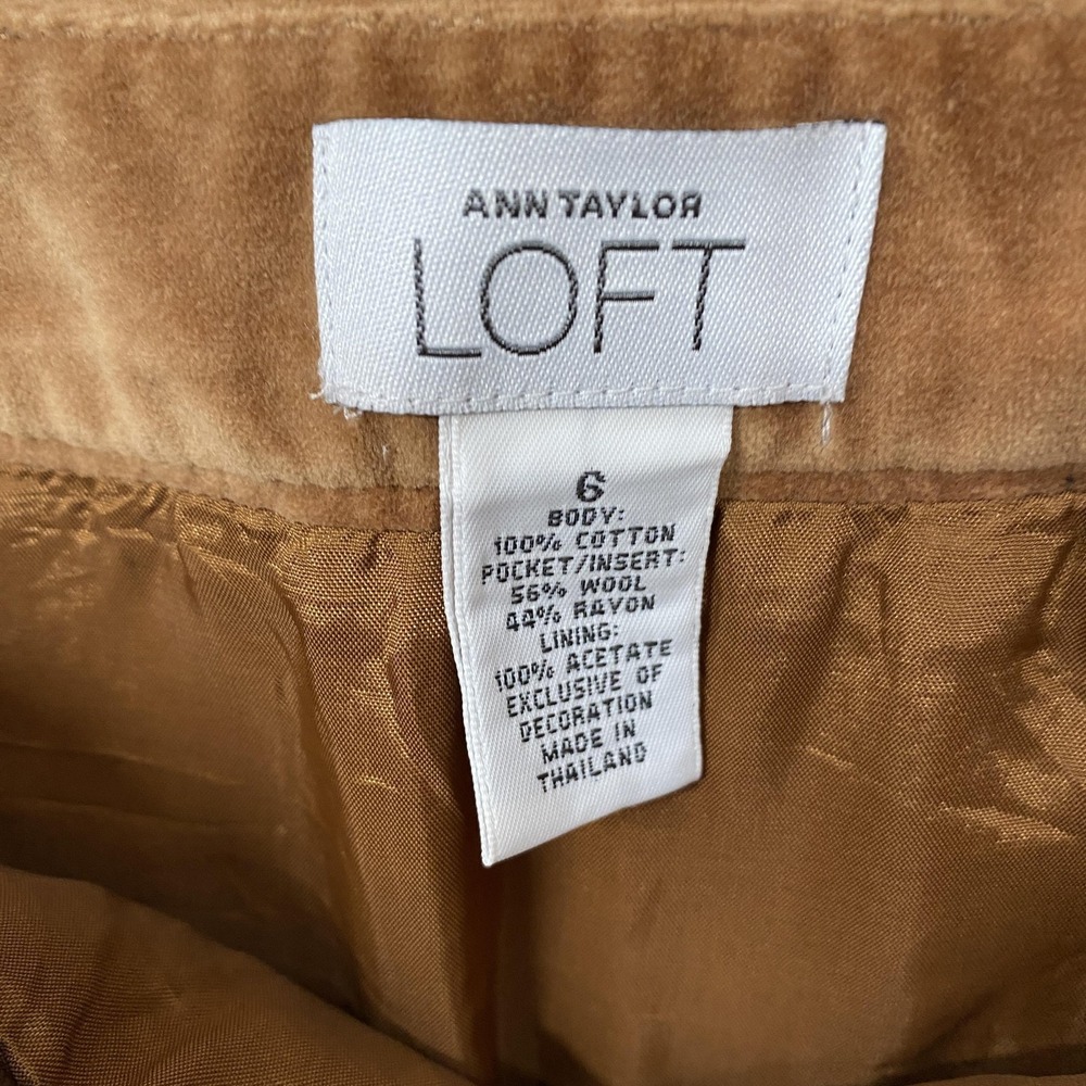 Loft Y2K Corduroy Skirt Womens 6 Brown Tweed Trim Knee Length Fall Office - Picture 6 of 13